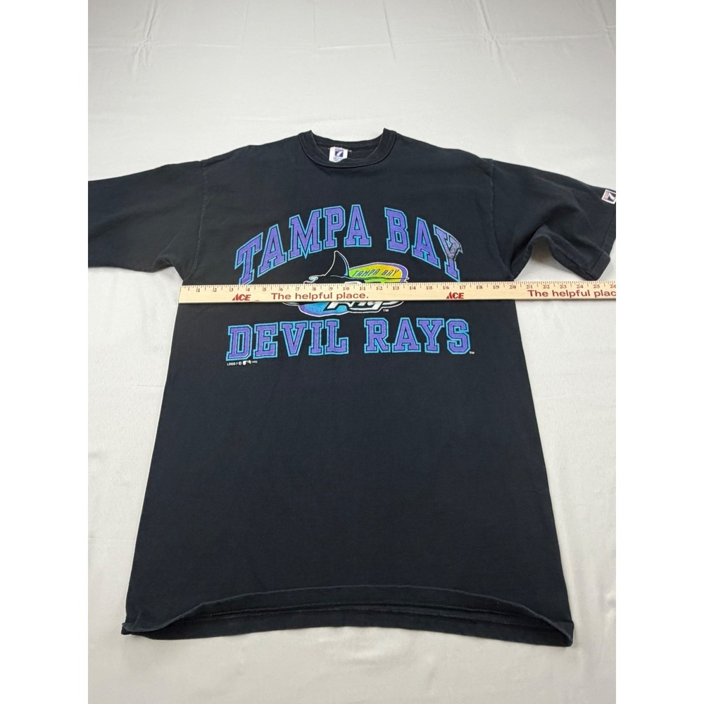 Logo 7 T-Shirt Mens Large Black TampaBay Devil Rays Vintage 1995 MLB Graphic USA - Picture 7 of 10